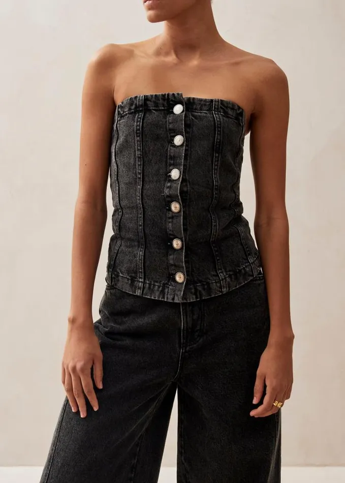 ALOHAS Tops Women Troyes 8211 Black Denim Top