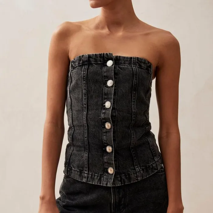 ALOHAS Tops Women Troyes 8211 Black Denim Top