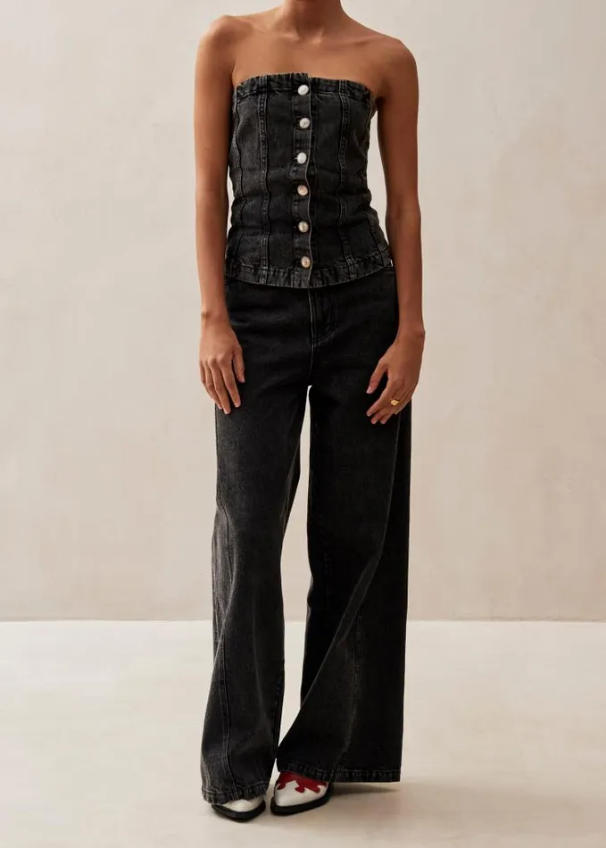 ALOHAS Tops Women Troyes 8211 Black Denim Top