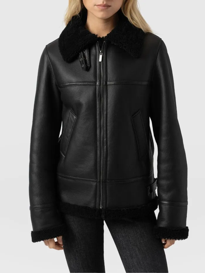 Amelia Aviator Jacket 8211 Black Black Women Saint And Sofia Coats and Jackets