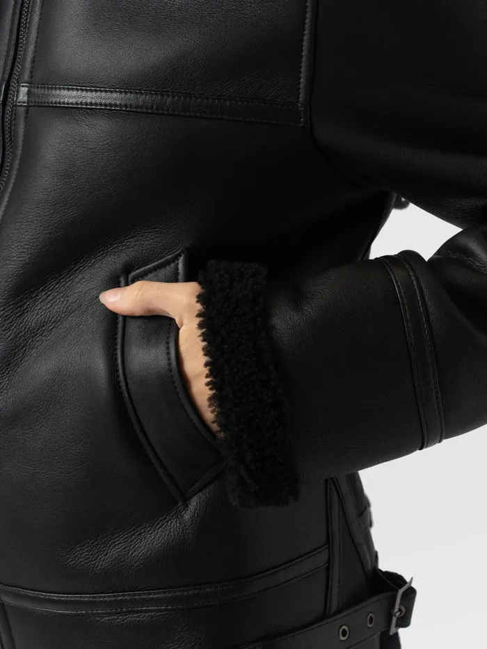 Amelia Aviator Jacket 8211 Black Black Women Saint And Sofia Coats and Jackets