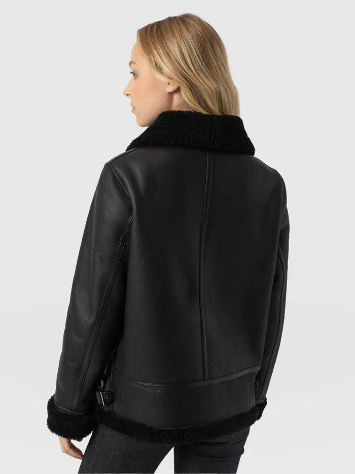 Amelia Aviator Jacket 8211 Black Black Women Saint And Sofia Coats and Jackets
