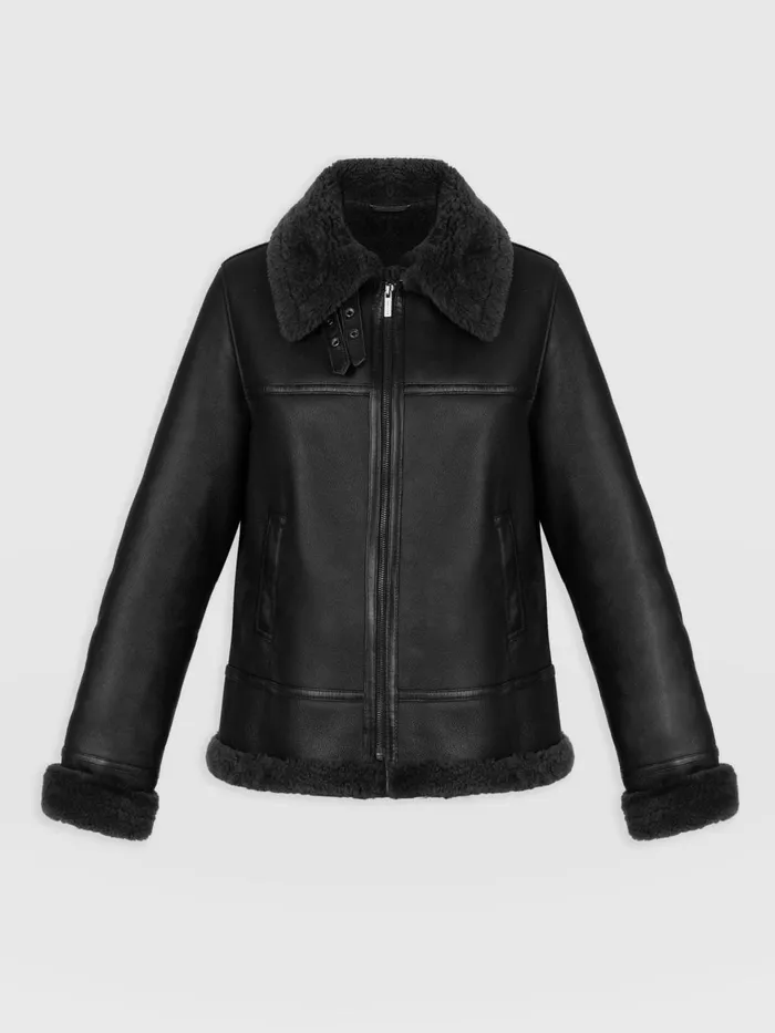 Amelia Aviator Jacket 8211 Black Black Women Saint And Sofia Coats and Jackets