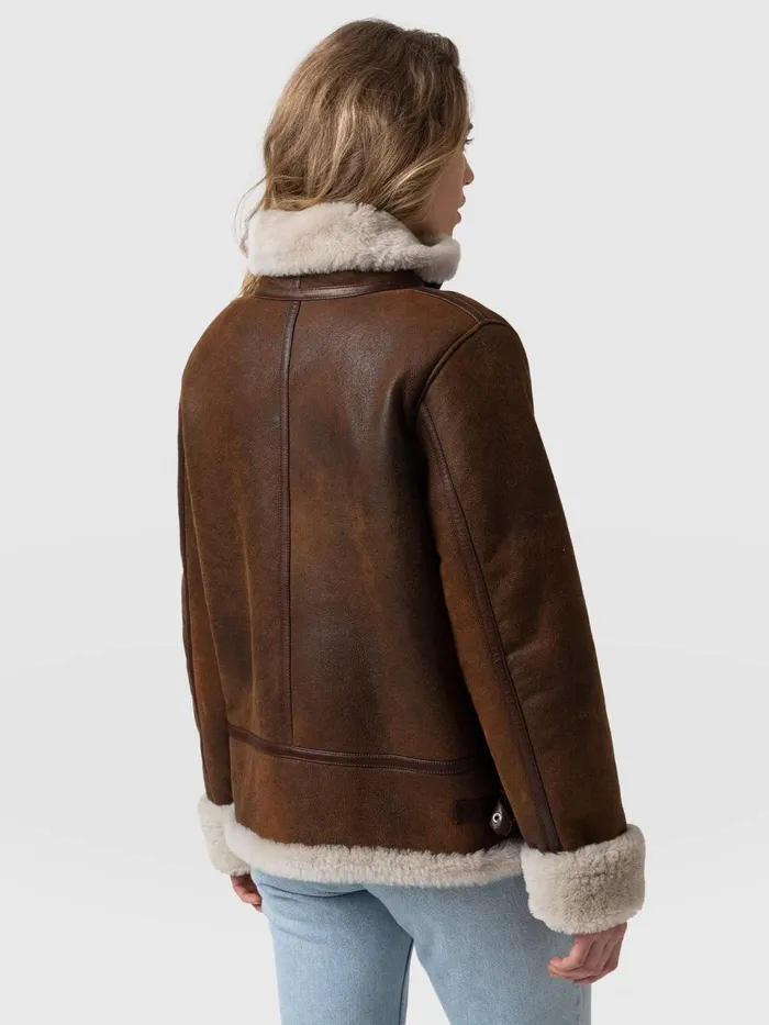 Amelia Aviator Jacket 8211 Brown Brown Women Saint And Sofia Coats and Jackets