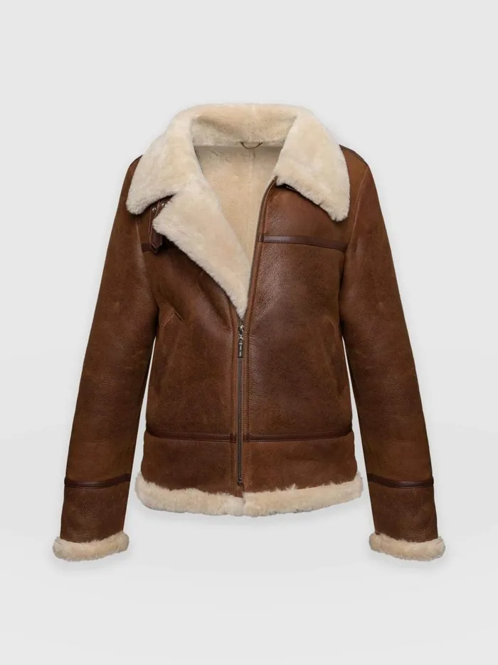 Amelia Aviator Jacket 8211 Brown Brown Women Saint And Sofia Coats and Jackets
