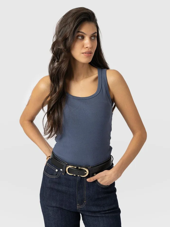 Asher Scoop Neck Vest 8211 Dusty Blue Dusty Blue Women Saint And Sofia Casual Tops