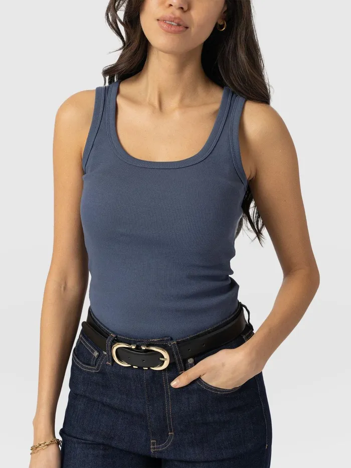 Asher Scoop Neck Vest 8211 Dusty Blue Dusty Blue Women Saint And Sofia Casual Tops