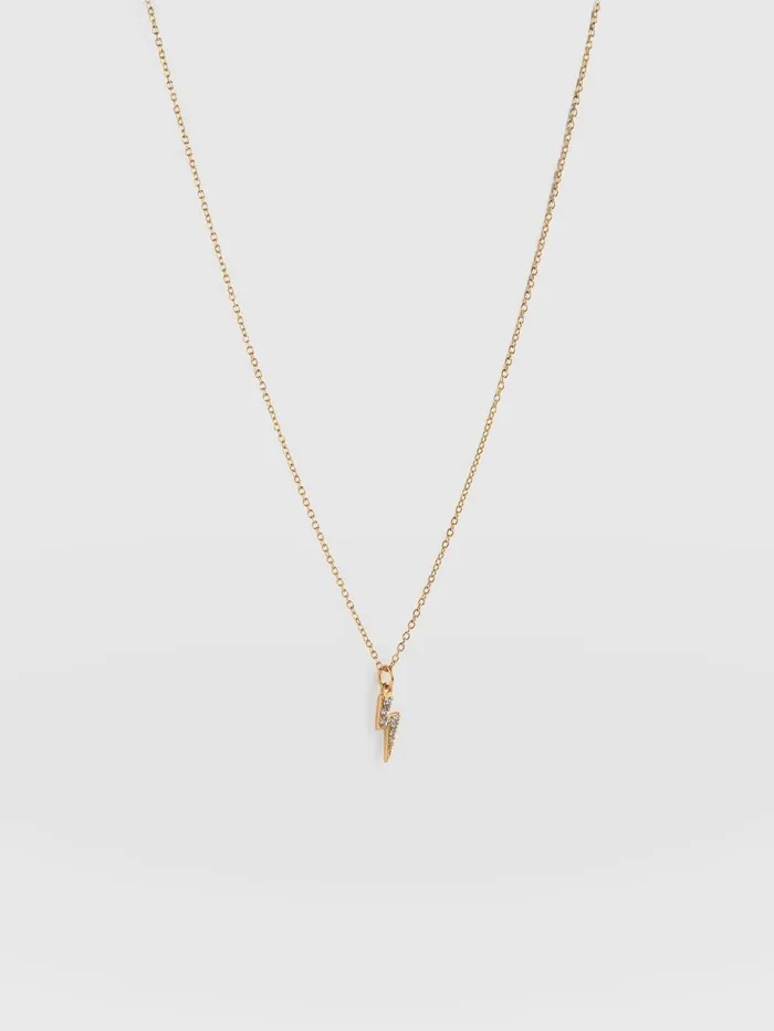 Astral Lightning Charm Necklace 8211 Gold Gold Women Saint And Sofia Necklaces Astral Lightning Charm Necklace 8211 Gold Gold Women Saint And Sofia Necklaces