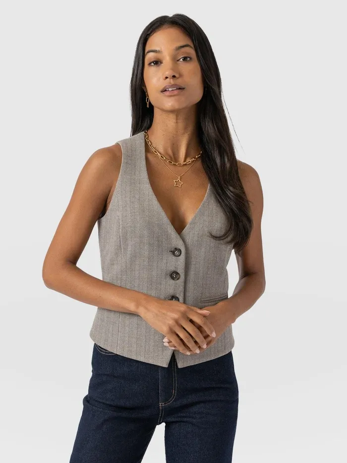 Astrid Vest 8211 Brown Herringbone Brown Herringbone Women Saint And Sofia Blazers Astrid Vest 8211 Brown Herringbone Brown Herringbone Women Saint And Sofia Blazers