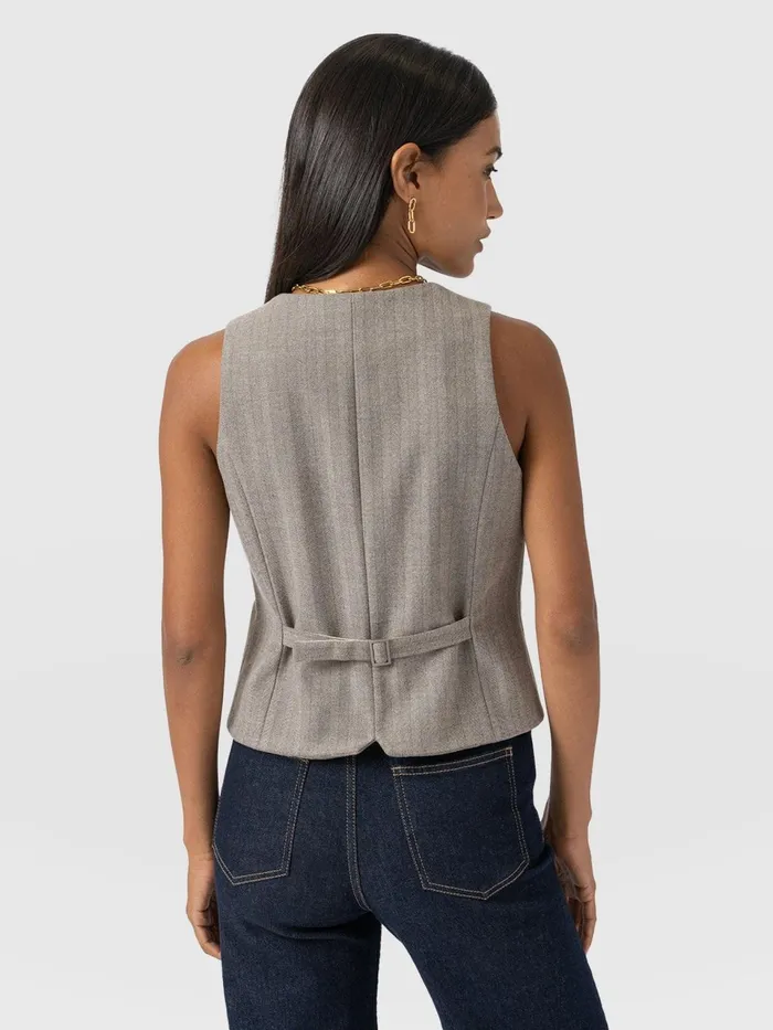 Astrid Vest 8211 Brown Herringbone Brown Herringbone Women Saint And Sofia Blazers