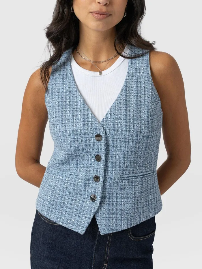 Astrid Waistcoat 8211 Pale Blue Pale Blue Women Saint And Sofia Blazers