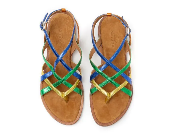 Audley Shoes Flat Leather Sandal Harika Blue Women Flat