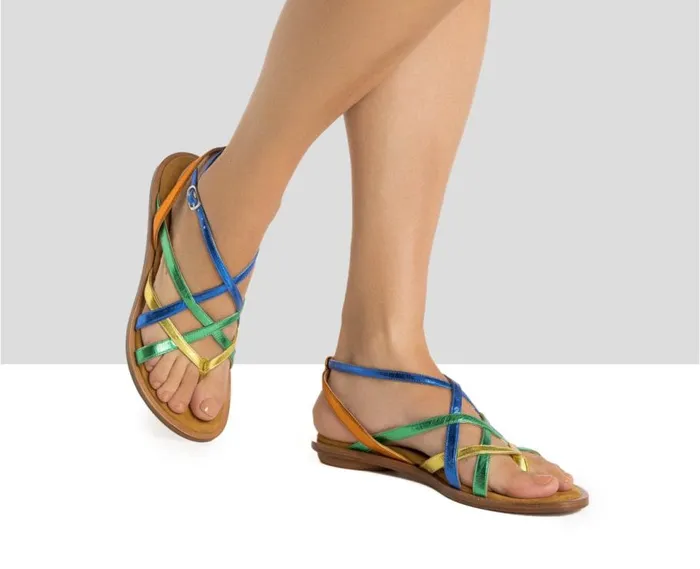 Audley Shoes Flat Leather Sandal Harika Blue Women Flat