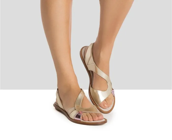 Audley Shoes Flat Leather Sandal Haroa Metallic Women Flat