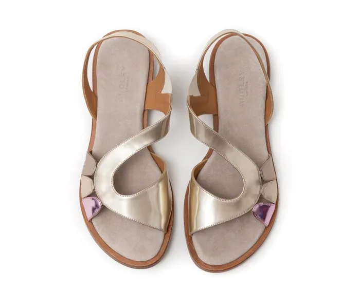 Audley Shoes Flat Leather Sandal Haroa Metallic Women Flat