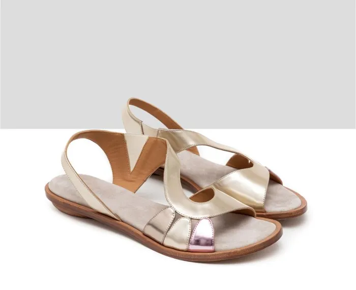Audley Shoes Flat Leather Sandal Haroa Metallic Women Flat