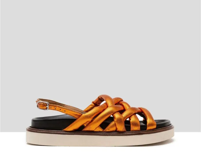Audley Shoes Flat Leather Sandal Heike Metallic Women Wedges And Platforms