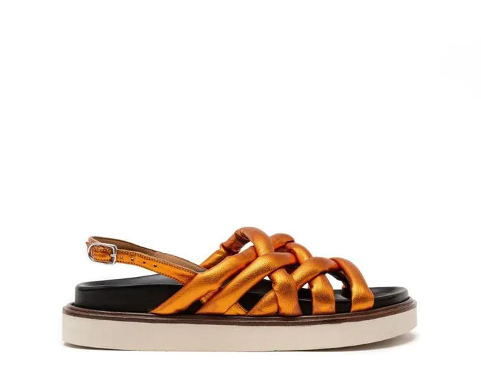 Audley Shoes Flat Leather Sandal Heike Metallic Women Wedges And Platforms
