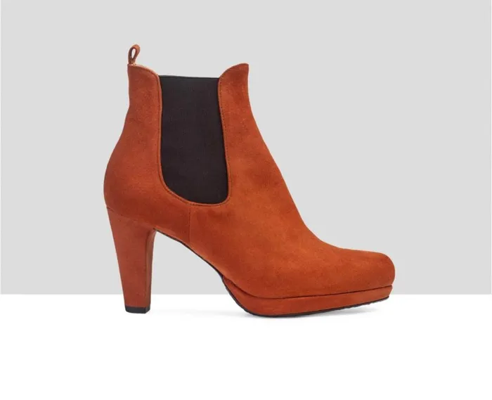 Audley Shoes Heel Leather Booties Aura Orange Women High Heel