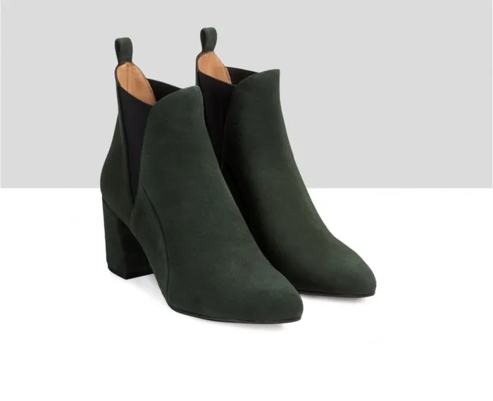 Audley Shoes High Heel Leather Booties Emilia Green Women High Heel