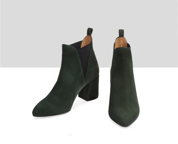 Audley Shoes High Heel Leather Booties Emilia Green Women High Heel