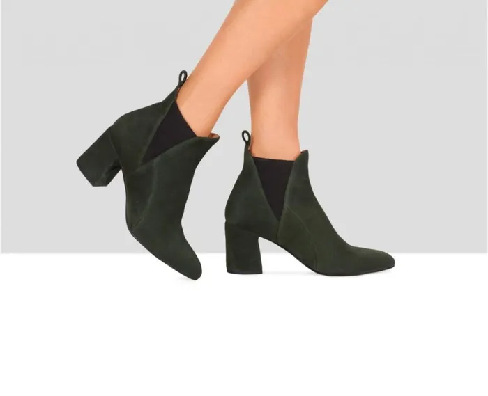 Audley Shoes High Heel Leather Booties Emilia Green Women High Heel