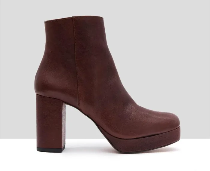 Audley Shoes High Heel Leather Booties Idona Burdeos Women High Heel