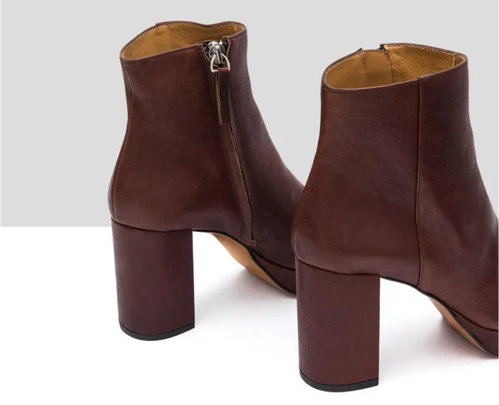Audley Shoes High Heel Leather Booties Idona Burdeos Women High Heel