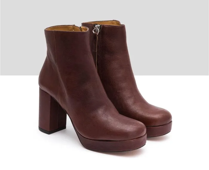 Audley Shoes High Heel Leather Booties Idona Burdeos Women High Heel