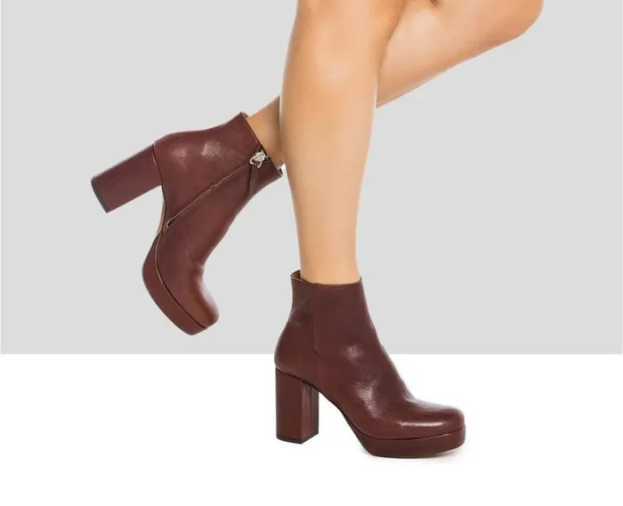 Audley Shoes High Heel Leather Booties Idona Burdeos Women High Heel