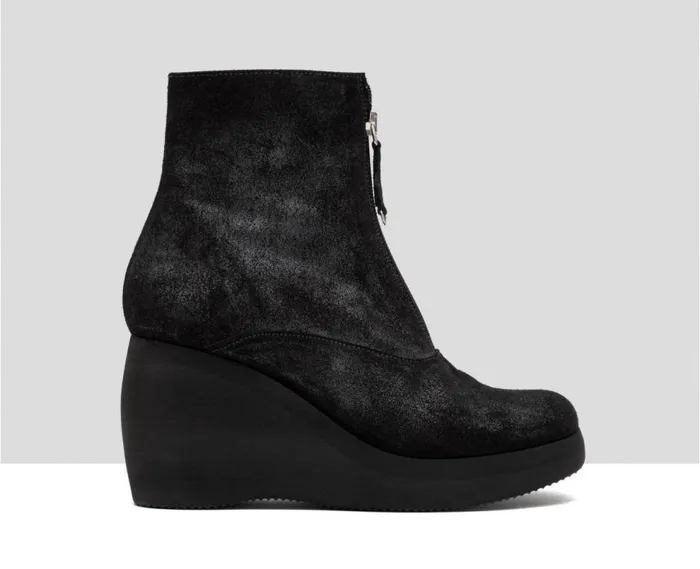 Audley Shoes High Heel Leather Platform Booties Gaelia Black Women High Heel