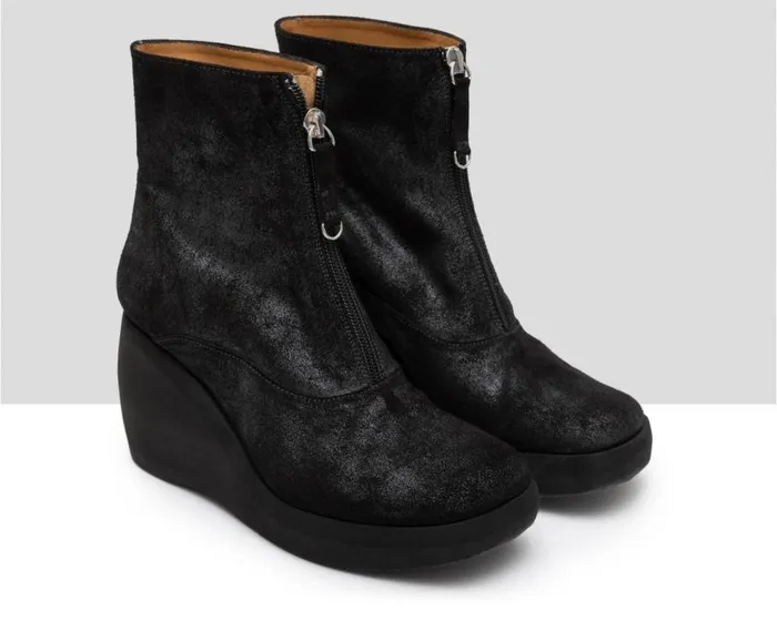 Audley Shoes High Heel Leather Platform Booties Gaelia Black Women High Heel