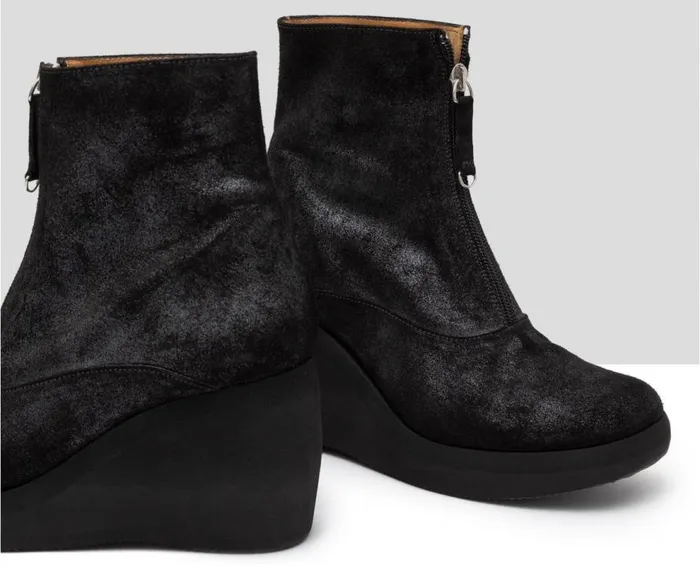 Audley Shoes High Heel Leather Platform Booties Gaelia Black Women High Heel