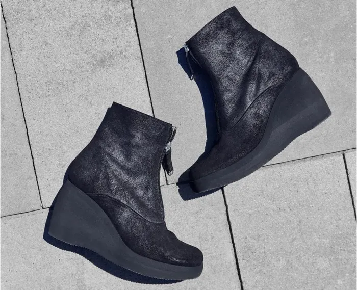 Audley Shoes High Heel Leather Platform Booties Gaelia Black Women High Heel