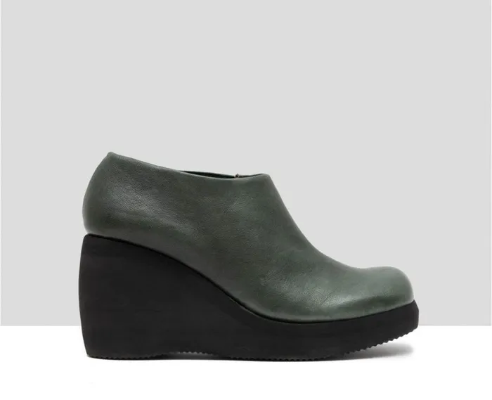 Audley Shoes High Heel Leather Platform Booties Gitel Green Women High Heel