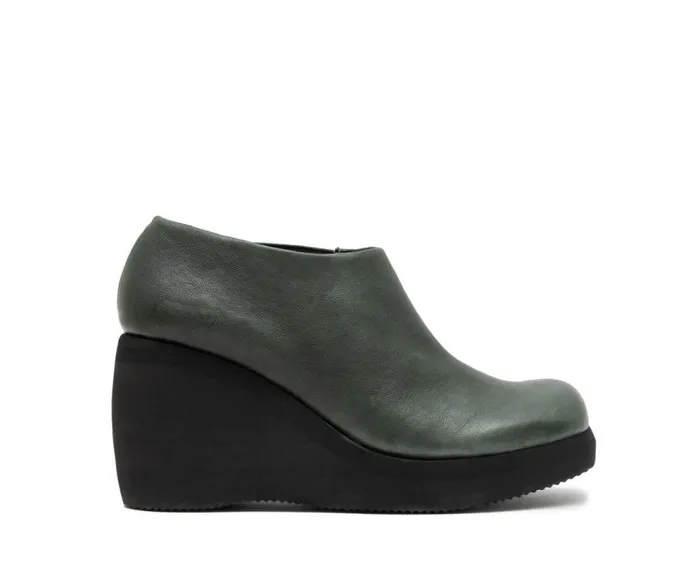 Audley Shoes High Heel Leather Platform Booties Gitel Green Women High Heel