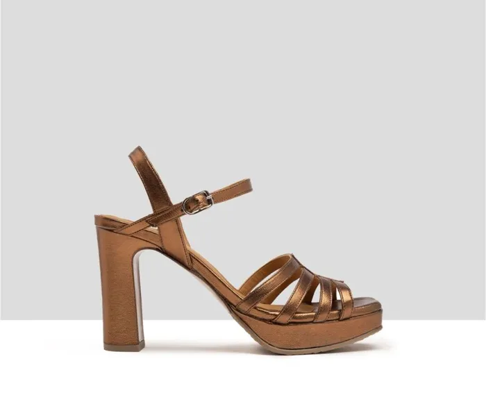 Audley Shoes High Heel Leather Sandal Faith Brown Women High Heel