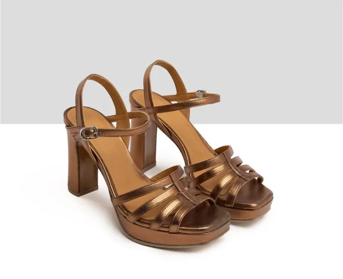 Audley Shoes High Heel Leather Sandal Faith Brown Women High Heel