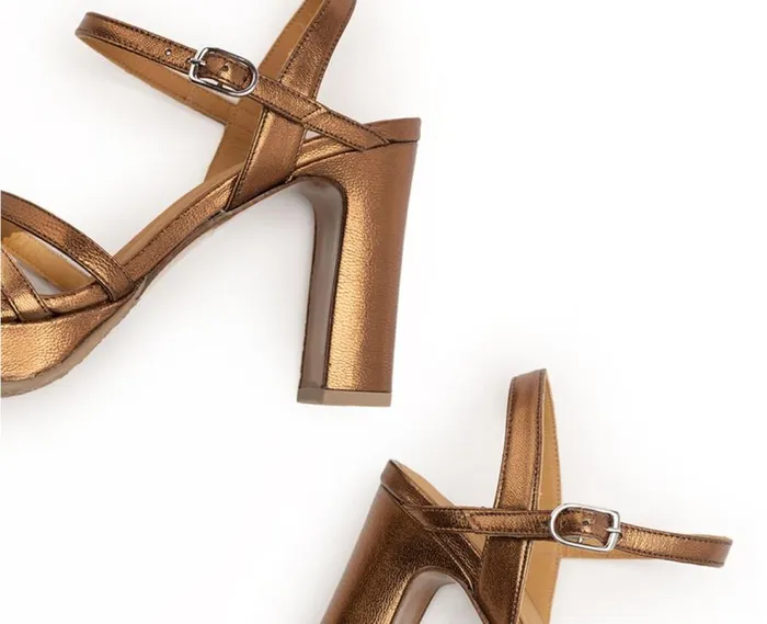 Audley Shoes High Heel Leather Sandal Faith Brown Women High Heel