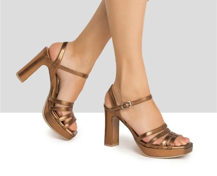 Audley Shoes High Heel Leather Sandal Faith Brown Women High Heel