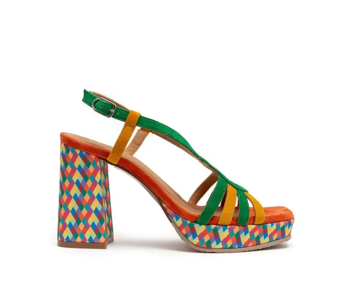 Audley Shoes High Heel Leather Sandal Haiwei Green Women Wedges And Platforms