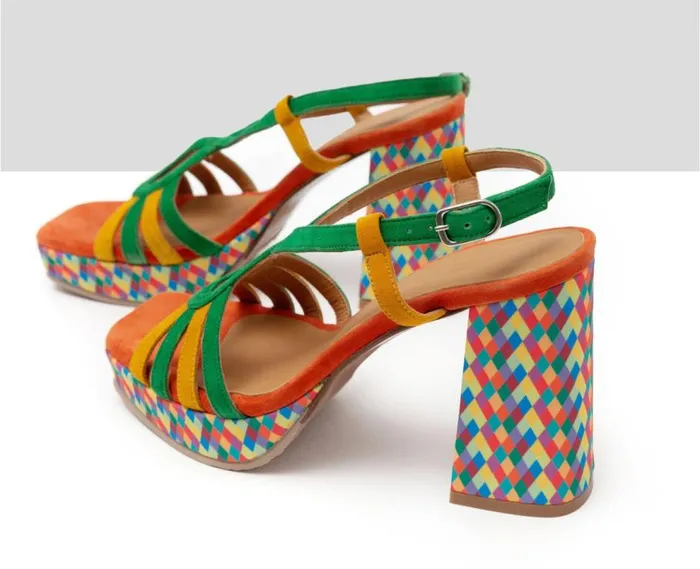 Audley Shoes High Heel Leather Sandal Haiwei Green Women Wedges And Platforms