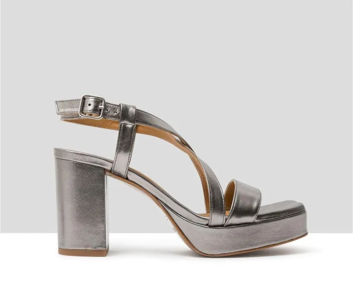 Audley Shoes High Heel Leather Sandal Hans Grey Women Wedges And Platforms