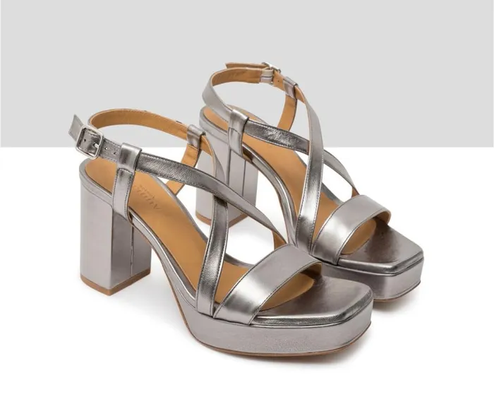 Audley Shoes High Heel Leather Sandal Hans Grey Women Wedges And Platforms