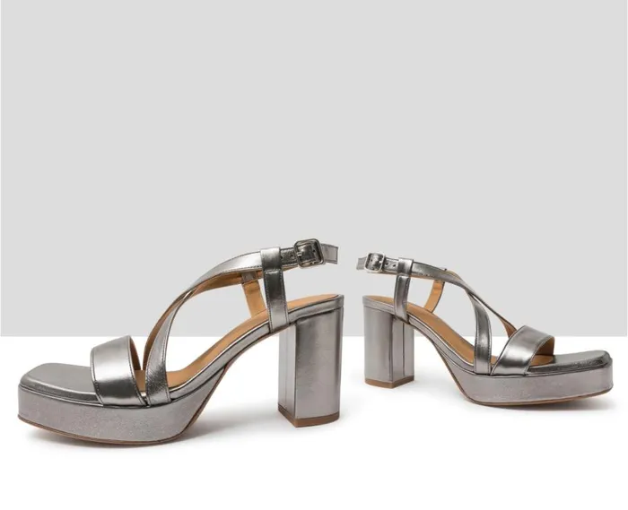 Audley Shoes High Heel Leather Sandal Hans Grey Women Wedges And Platforms