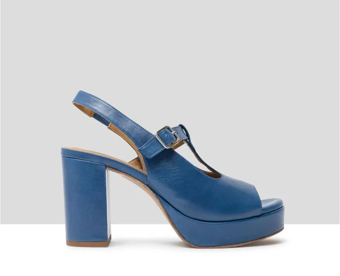 Audley Shoes High Heel Leather Sandal Julita Blue Women High Heel