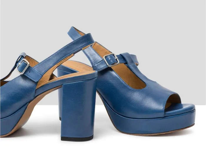 Audley Shoes High Heel Leather Sandal Julita Blue Women High Heel