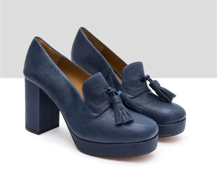 Audley Shoes High Heel Leather Shoe Idra Blue Women High Heel