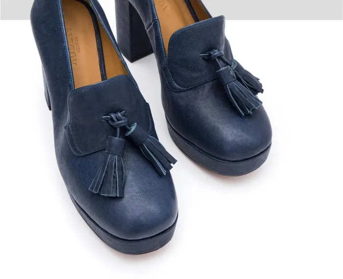 Audley Shoes High Heel Leather Shoe Idra Blue Women High Heel