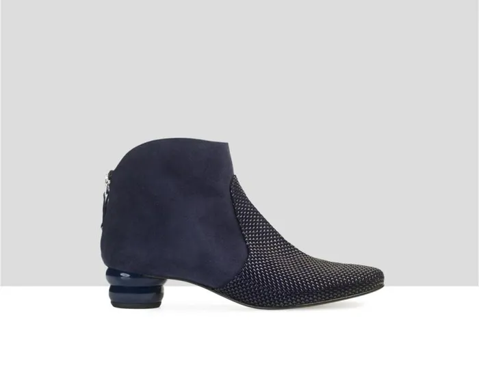 Audley Shoes Low Heel Leather Booties Arrow Blue Women Medium Heel
